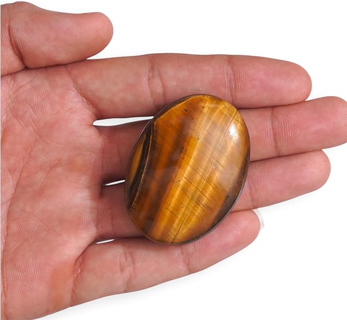 Large Tiger Eye Crystals Gemstone Polished Palm Stone Healing Crystals Thick Natural Reiki Worry Stone Energy Balancing Anxiety Stress Relief Meditation 1 Pc