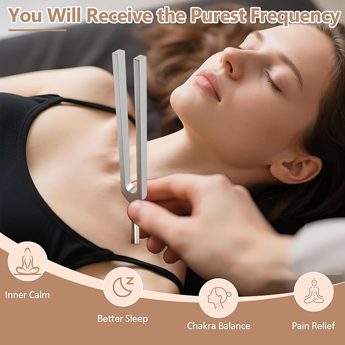 Tuning Fork for Healing Set – 128Hz, 136.1Hz, 256Hz, 384Hz for Sleep & Stress, Chakra Balance, Mental Focus, Relaxation, Meditation Accessories & Sound Therapy Devices | Activator + Pouch