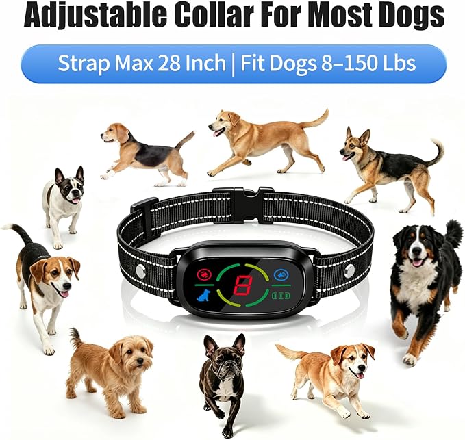 Dog Bark Collar 2 Pack, Smart Anti Barking Device, Dog Training Collar for Large Medium Small Dogs, Bark Collar with 3 Beep & Vibration Modes, 8 Sensitivity Levels (Black)