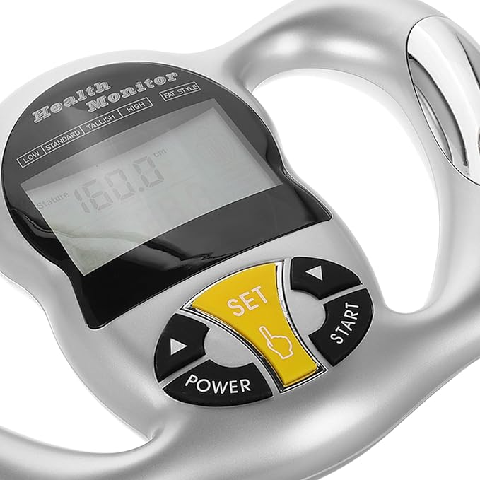 Body Fat Monitor with Handle Digital Body Fat Tester LCD Screen Portable for Home Fitness Health Assessment and Calorie Measurement