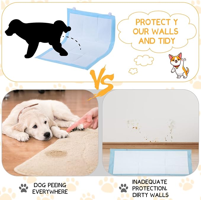 Yalikop 12 Pcs Wall Pee Pad Holder Dog Potty Training Pad Sticky Wall Clip Transparent Adhesive Clips with 6 Pcs Strong Adhesive for Dog Housebreaking Supplies(White)