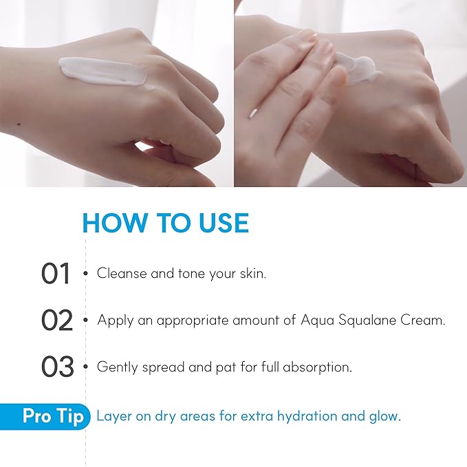 S. Nature AQUA SQUALANE MOISTURIZING CREAM | Face Moisturizer for Dry and Sensitive Skin, Vegetable Squalane 150,00ppm, Long-lasting Hydration, Pore Care Cream, Korean Skin Care (2.02 Fl Oz, 60ml)