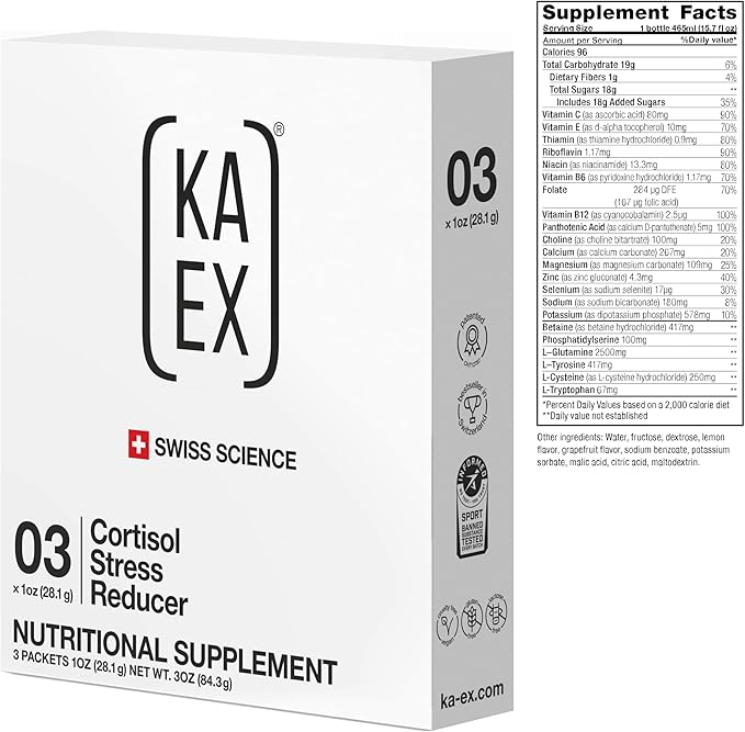 KA EX - Cortisol Stress Reducer for Athletes | Post-Workout Recovery Gamechanger | Clinically Tested and Trusted by Thousands of Pro Athletes | Swiss Science I Vegan (3 Pack)