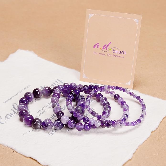AD Beads Handmade Gemstone Stretch Elastic Bracelet Crystal Healing Reiki Nature's Beauty and Spiritual Essence Unisex