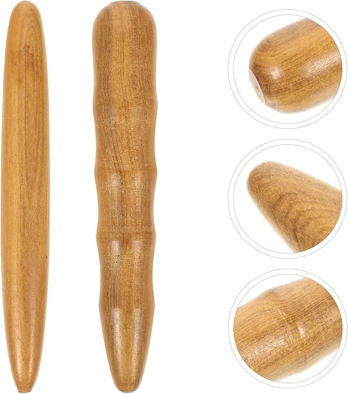Wooden Massage Sticks 2-Pack Handheld Tools for Foot Neck and Body Pain Relief Portable Massage Stick for Indoor and Outdoor Use