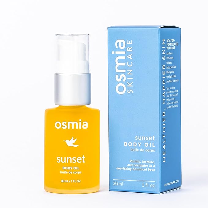 Osmia Skincare Sunset Body Oil | Jojoba, Kukui, Rosehip Seed Oils | Nourish, Soothe, Strengthen | Clean Beauty For Healthy Skin (1 fl oz | 30 ml)