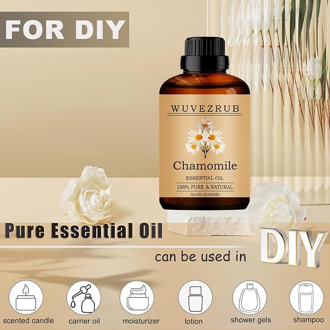 Chamomile Essential Oils 240ML, 100% Pure and Natural Essential Oil for Aromatherapy Diffuser - 8 Fl Oz/Chamomile