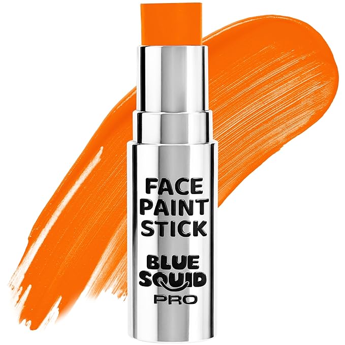 Blue Squid PRO Orange Face Paint Stick - Waterproof Body Paint for Adults & Kids Eye Black Baseball, Softball - Vegan Hypoallergenic Twist-Up Non-Toxic Makeup Stick for Cosplay, Sports & SFX