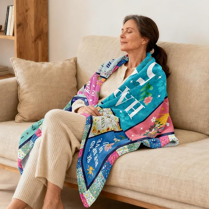 Butonus 50th Birthday Gifts for Women Blanket 60x50in, 50 Year Old Gifts for Women, Unique Happy 50th Birthday, 1976/Fifty Birthday Present for Her