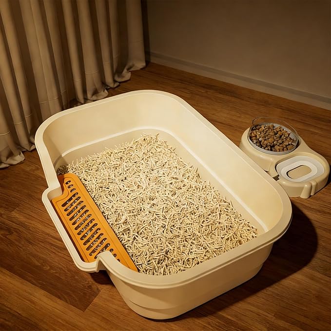 Large Cat Litter Box with Lid, Shovel, Cute Breathable Potty | Anti-Splashing Toilet,High Edges Kitty Covered Litter Boxes For Kitty Cat Litterbox For Indoor Use Cat Owners Gifts for Women