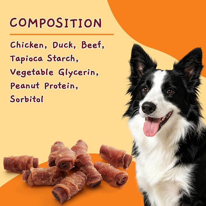 Jungle Calling 21 oz Triple Flavor Rolls, Chicken Duck & Beef, High Protein | Rawhide Free Treat for Small, Medium & Large Breeds, Limited Ingredient Chews Perfect for Daily Reward, Easily Digestible