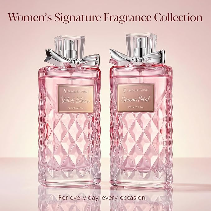 Perfume for Women, Alcohol-Free Long Lasting Fresh Floral Fragrance, Light & Soft Scent with Jasmine, Peony & Lemon, Sandalwood & Musk Base, 100ml / 3.4 fl oz, Gift for Women & Moms (Serene Petal)
