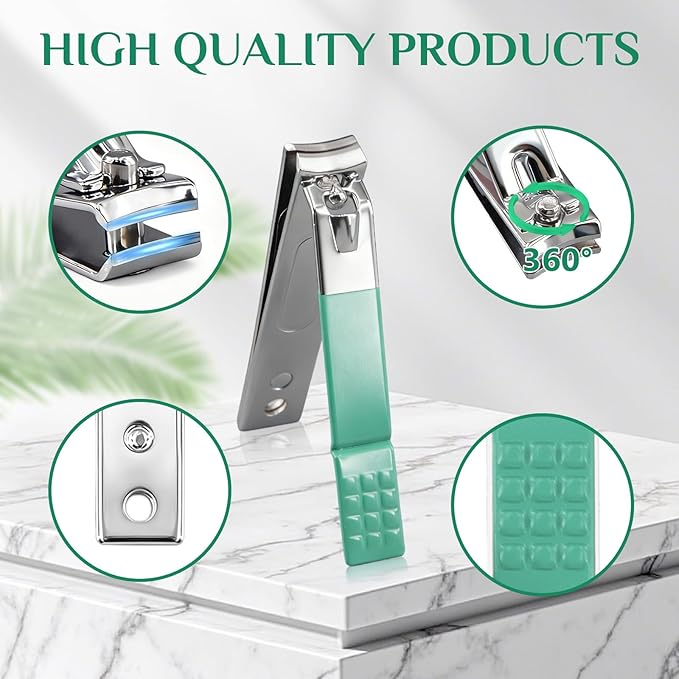 MINKINH Manicure Set Professional Nail Clipper Kit-26 Pieces Stainless Steel Manicure Kit,Nail Care Tools with Luxurious Travel Case Nail Grooming Kit Present for Men Woman Parent (Green)