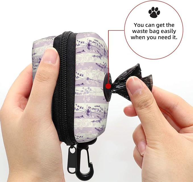 Beautiful Purple and White Lavender Print Dog Poop Bag Holder