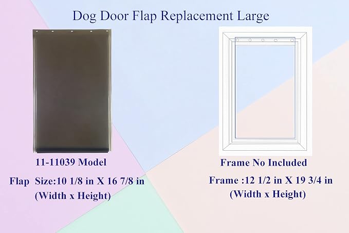 Large Dog Door Replacement Flap Compatible with PetSafe Freedom Pet Door PAC11-11039,Weather Resistant Materials,Measures 10 1/8" x 16 7/8"