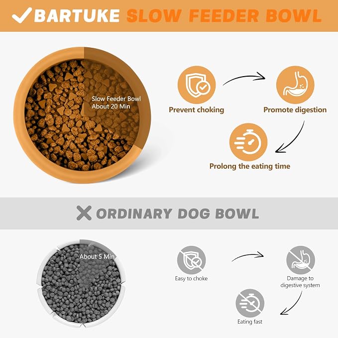 Silicone Dog Lick Bowl, Slow Feeder Dog Bowls with Strong Suction, Orange