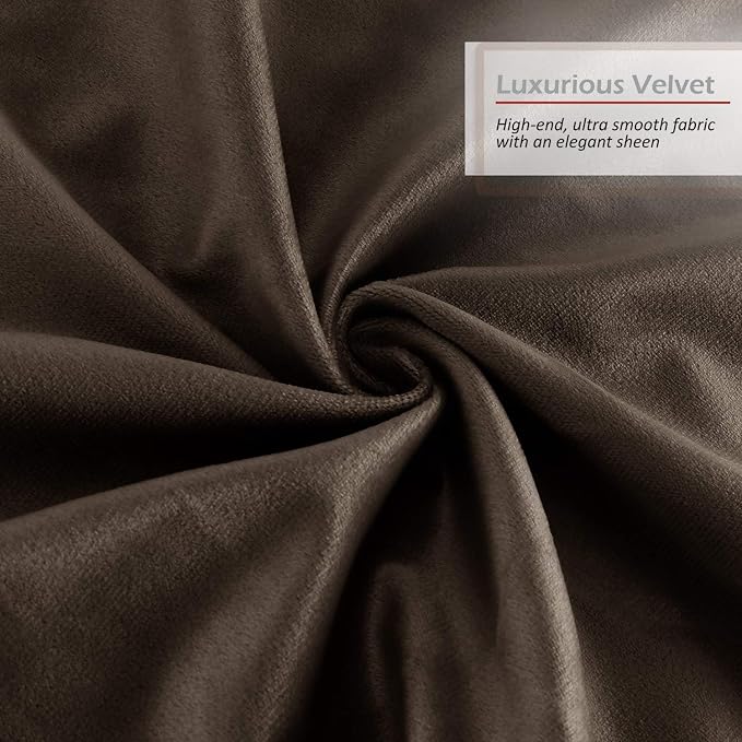 Throw Pillow Inserts Pack of 2 with Velvet Soft Solid Decorative Square Throw Pillow Covers Set for Sofa Couch Car Bedroom, 26X26 Throw Pillows Inserts with 24x24 Washable Cushion Covers, Dark Brown