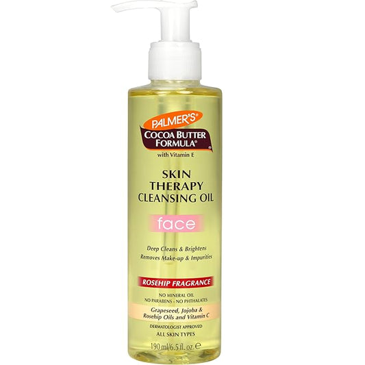 Palmer's Cocoa Butter Formula Skin Therapy Cleansing Oil, Gentle Makeup Remover with Rosehip Oil and Vitamin C, 6.5 Ounce