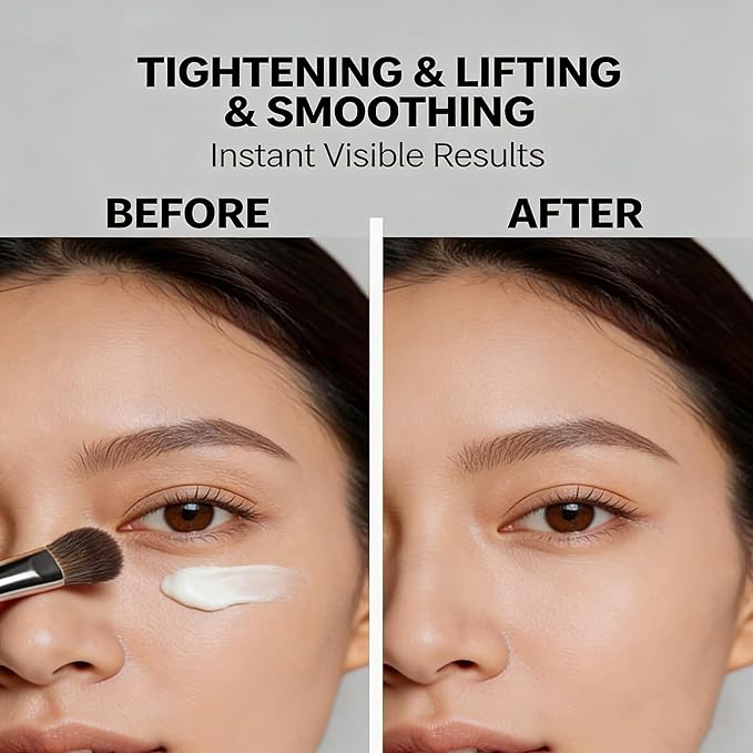 Eye Tightener Cream with Brush, Fine Line Reduction, Gentle Skin Care Formula for All Skin Types