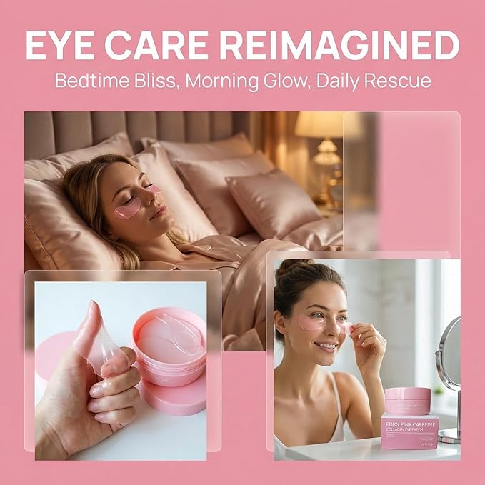 PDRN Pink Caffeine Collagen Eye Patch for Night CareㅣFuller-Looking Eye Area, Under-Eye Puffiness, Dark Circles Care for Smooth, Radiant & Youthful-Looking | Korean Skincare, K-Beauty (1PC)