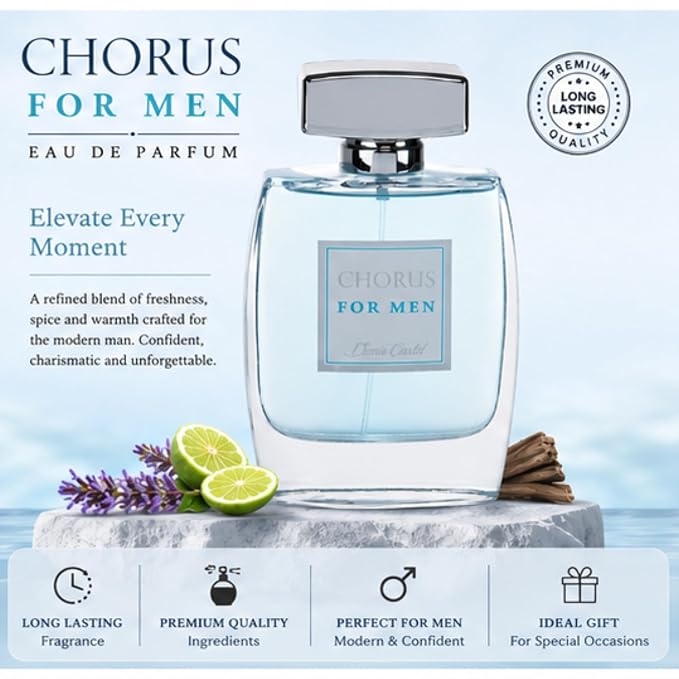 Diane Castel Chorus - Cologne for Men - Mens Cologne with Bergamot, Mandarin, and Green Apple Top Notes - Fresh Fragrance - Long Lasting - 3.3 oz