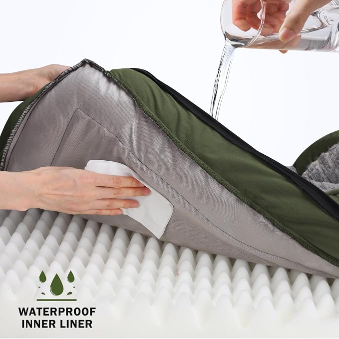 Orthopedic Dog Bed for Large Dogs, Washable Waterproof, Egg-Crate Foam Dog Couch Bed with Washable Removable Cover, Waterproof Lining and Nonskid Bottom