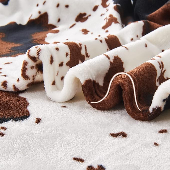 Edenleaf Flannel Cow Print Blanket 60"x80", Ultra Cozy Cow Throw Blanket for Couch Bed and Travel, Cow Decor Throw Blankets for Bed, All Seasons Twin Size Blanket 60"x80"