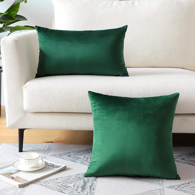 Artscope Luxury Velvet Pillow Covers Super Soft Decorative Square Throw Pillow Covers Case Cushion Covers for Sofa Couch Bedroom Car Decor 12x20 Inch Army Green