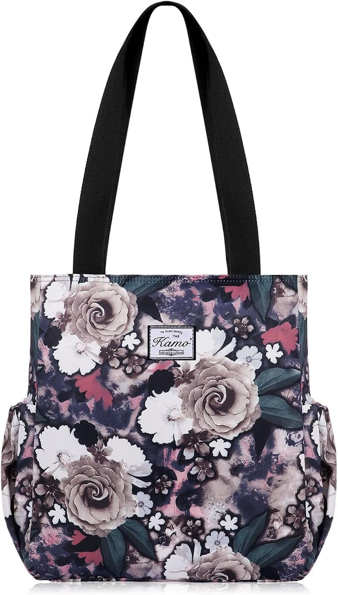 KAMO Floral Tote Bag - Waterproof Lightweight Handbags Travel Shoulder Bag for Hiking Yoga Gym Swimming Travel Beach