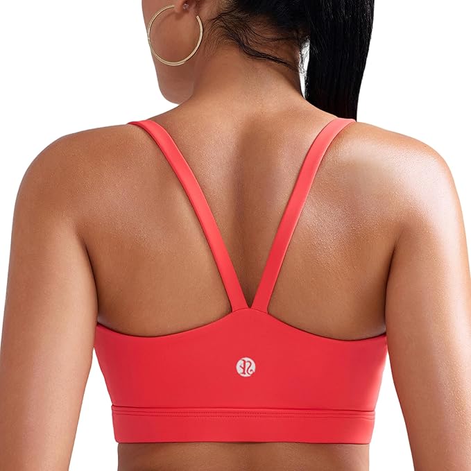 RUNNING GIRL Sports Bras for Women,Light Impact Molded Cup Strap Sports Bra with Sewn in Pads,Best for A-C Cup