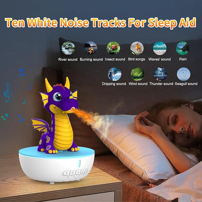 Dragon Essential Oil Diffuser, Ultrasonic Aromatherapy Humidifier with Remote Control & White Noise, 7 LED Colors, Timer & Auto-Off, Large Room Diffuser