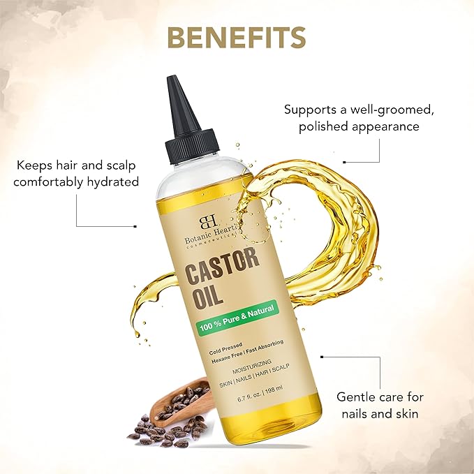 Botanic Hearth Hair Oil for Hair Growth & Hair Treatment Oils | Strengthening Dry, Frizzy, Damaged Hair & Scalp Treatment | Castor Hair Oil – 6.7 Fl Oz