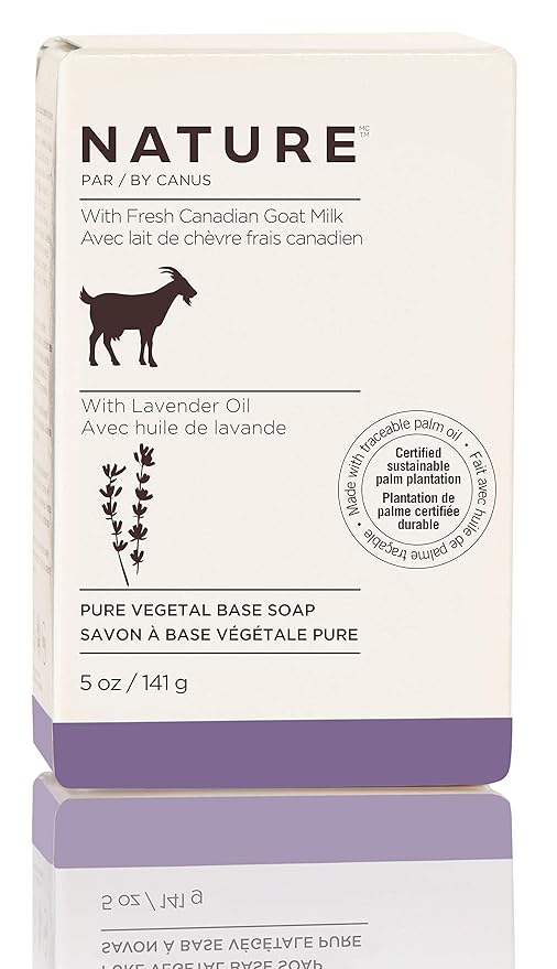 Nature by Canus Bar Soap, Lavender Oil, 5 Oz, With Fresh Canadian Goat Milk, Vitamin A, B3, Potassium, Zinc, and Selenium