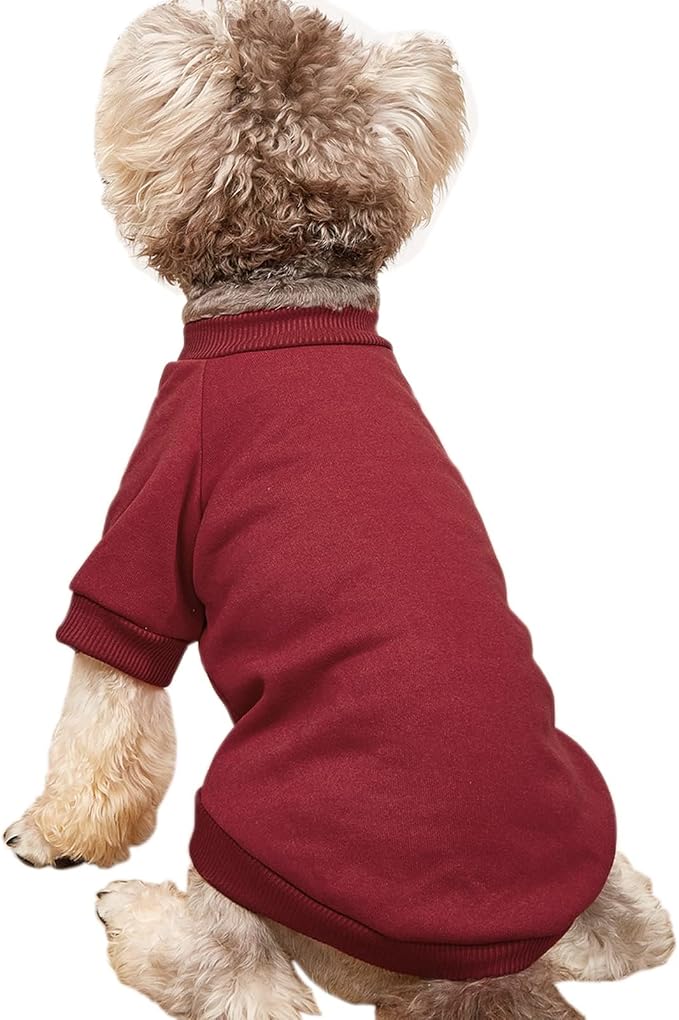 Soft Puppy Sweater for Small Dogs Winter Knit Pullover, Wine XL | Elastic Cuffs Pet Clothes, Holiday Party Matching, Fall Winter Daily Outfit, Soft Breathable Machine Washable Sweatshirt