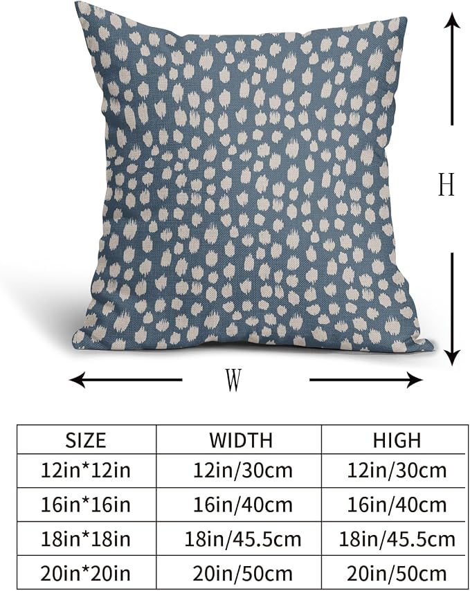 Sweetshow Dusty Blue Cream Dots Pillow Covers 18x18 Set of 2 Boho Design Polka Dot Throw Pillows Modern Trendy Print Outdoor Decorative Pillowcase Square Linen Cushion Cases Decor for Sofa Couch Bed