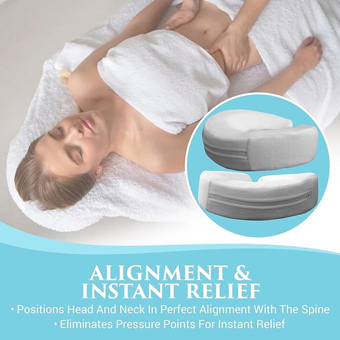 NRG Memory Foam Massage Table Face Cradle Pad with Ultra-Soft Fleece Cover - Head Rest Cushion Pillow Pad Eliminates Pressure Points for Instant Relief - Temperature and Pressure Sensitive Foam