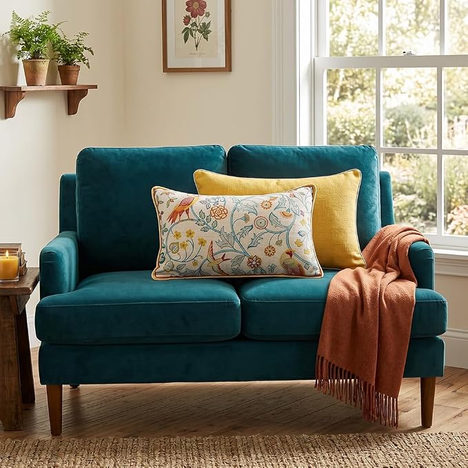 patdrea French Vintage Linen Throw Pillow Cover,12"x20"-Magnolia A | Decorative Pillow Case with Zipper,Yellow Floral Pattern,Cushion Coverfor Couch Living Room Bedroom Sofa