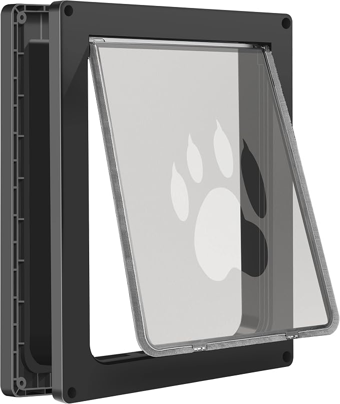 CEESC Medium Dog Door, Snap-in Closing Panel, Up to 35 lbs, Durable, Black | Flap 9.06"x11.38", cut-out 9.56"x12.19". Fits doors 1.25-2.06in. Weatherproof ABS, magnetic seal