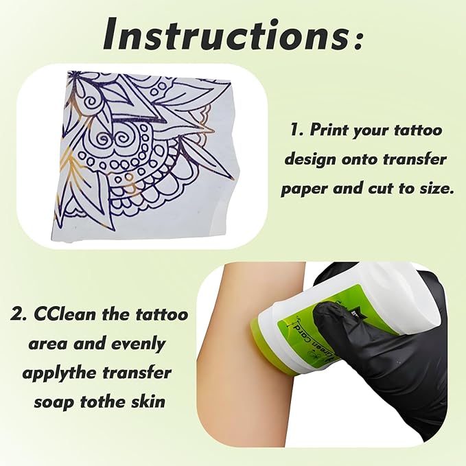 Rayyl Tattoo Transfer Gel 2Pcs Stencil Gel Transfer Cream Professional Safe & Easy Body Art Skin Solution for Tattoo Artists and Beginners Tattoo Studio (70g Each)