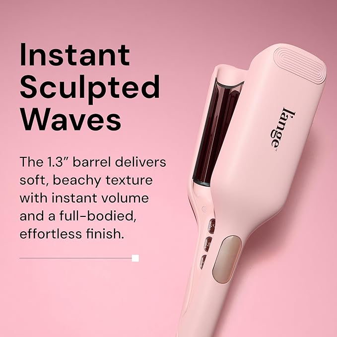L'ANGE Hair SculptWaver Titanium Deep Wave Crimper | Modern Crimper for Easy, Uniform Waves & Sculpted Texture | Negative Ion Technology for Frizz-Free Shine & Smooth Hair (Blush - Large)