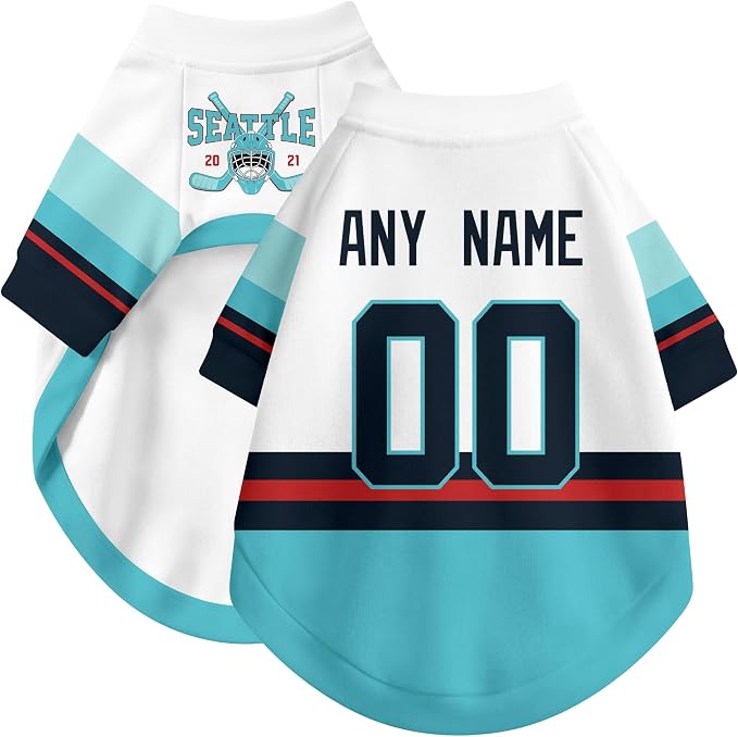 Seattle Dog Clothes Personalized Pet T Shirt for Dogs Gift | Custom Name Number Jersey Style Pet Shirt for Dog