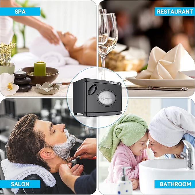 Hot Towel Warmer, Professional 23L Large Capacity Hot Towel Cabinet, 2-in-1 Spa Towel Warmers for Facials, Barber, Salon, Esthetician, Upgrade Fast Heating Aluminum Interior, Black w/Window