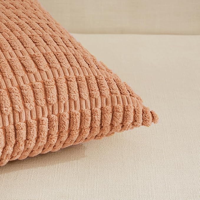 Fancy Homi 4 Packs Decorative Throw Pillow Covers for Living Room Couch Bed, Modern Farmhouse Boho Home Décor Accent Cushion Case, 22" x 22", Peach