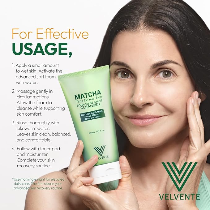 Matcha Gentle Deep Pore Cleansing Facial Cleanser, Low-pH Face Wash for Pore Refining, Rose PDRN Hydrating Daily Facial Wash Redness & Sensitive Skin Friendly, Korean Skincare(5.07 fl.oz.)