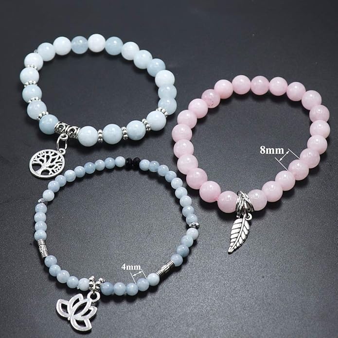 UEUC Tree of Life Yoga Healing Stone Bracelets,Multilayer Lotus Chakra Stone Reiki Bracelet Sets,Anxiety Crystal Natural Stone,for Women Stress Relief