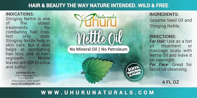 Uhuru Naturals Original Nettle Hair Growth Oil (4 oz) – African Remedy for Thinning Hair, Breakage & Dry Scalp | Natural Regrowth Treatment for Men & Women | All Hair Types