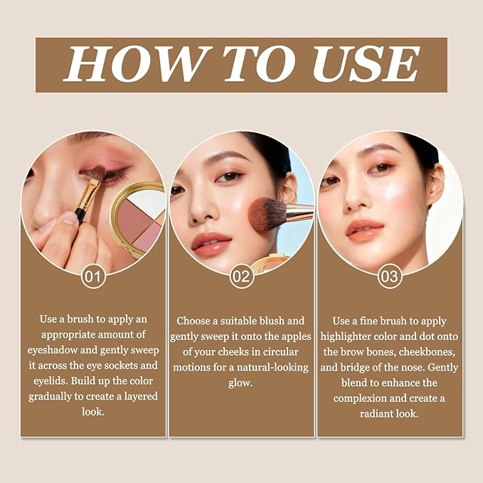Eye & Cheek Palette - Eyeshadow and Highlighter Makeup, Multifunctional Makeup Palettes Contour Kit, Shimmer Glow Face Highlighter Palette for Women, Natural Glow Contour Powder