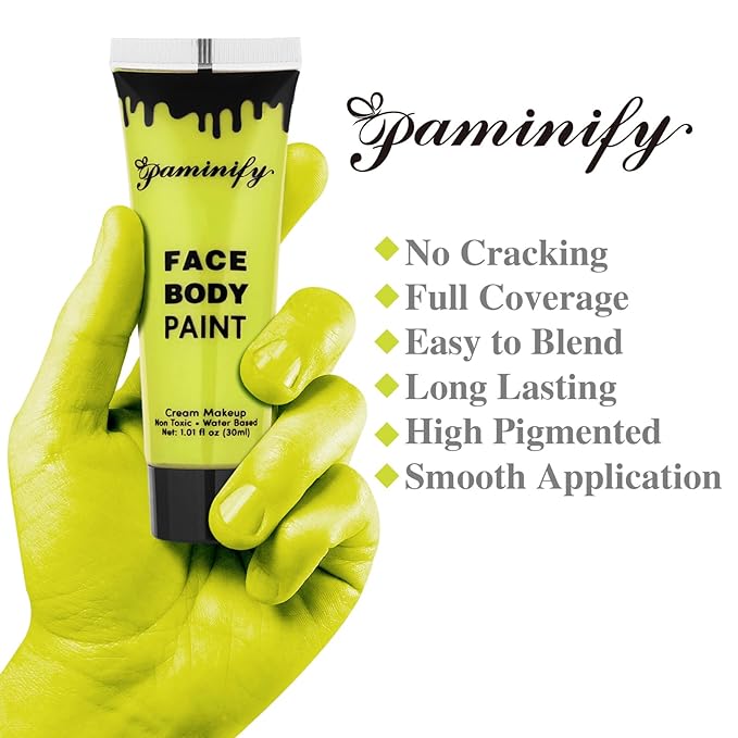 Ogre Green Face Paint with Setting Powder and sponge,1.01 Oz Water Based Green Body Paint,Halloween Face Painting Kit SFX Makeup Cosplay Monster Witch Elphaba Costume for Adults & Kids