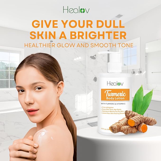 Herblov Turmeric Lotion for Dark Spots – Natural Skin Brightening Cream for Face & Body – Turmeric Face Cream to Cleanse Skin, Fight Acne, Even Tone, Clear Scars, Sun Damage, & Hyperpigmentation