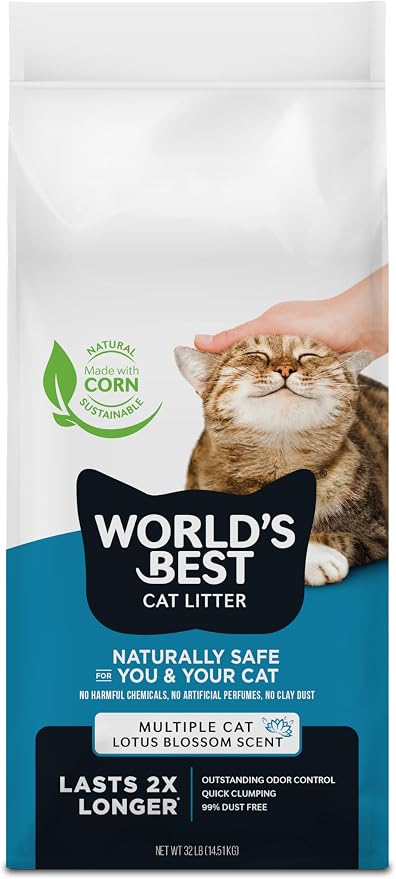 World's Best Cat Litter, Lotus Blossom Scented, Odor Control, 32 lb Bag